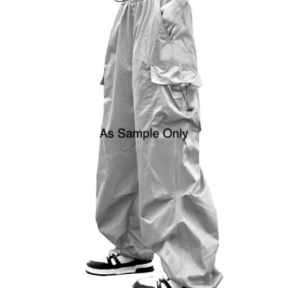 Orange Kiss Essential Cargo Pants•Women Baggy•Parachute•Mutil Pockets•100%Cotton